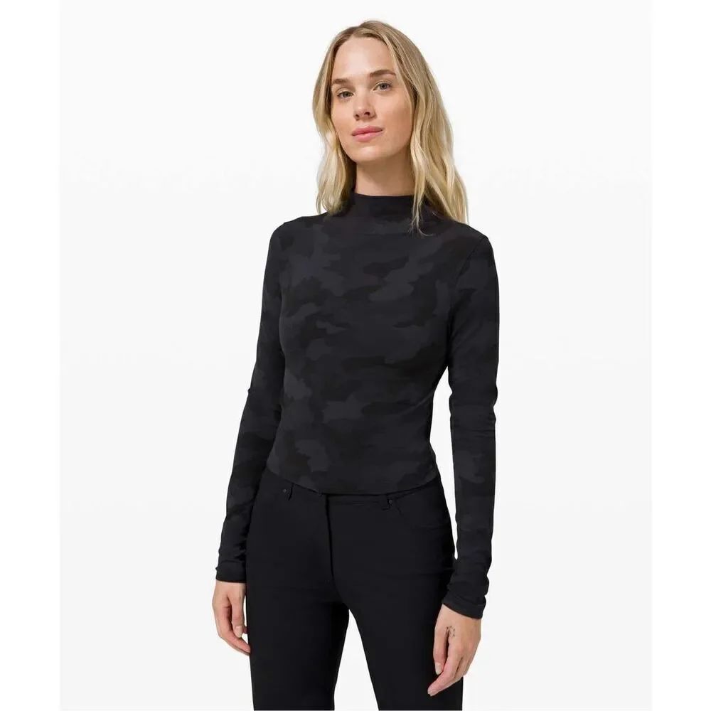 LULULEMON | all aligned mock neck long sleeve nulu heritage 365 camo deep coal